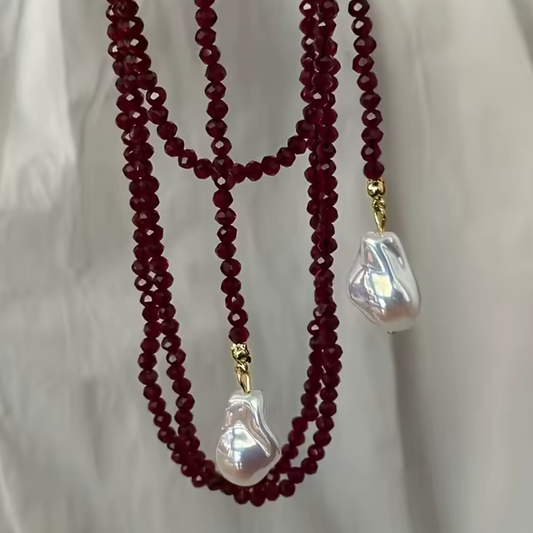 collar cuentas rojo
